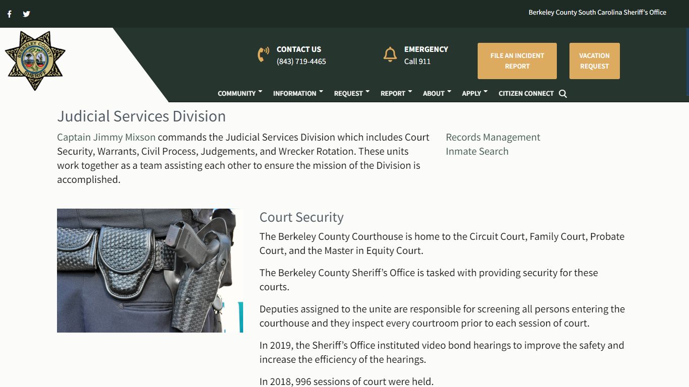 Judicial Services Division – Berkeley County Sheriff's Office