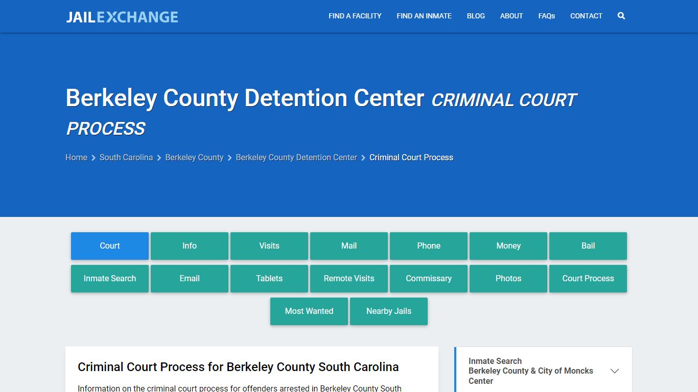 Berkeley County Detention Center Criminal Court Process - Jail Exchange